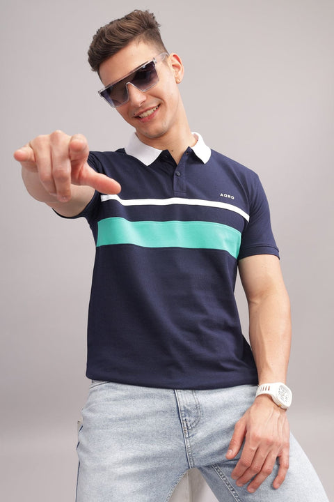 Adro Mens White Cotton Polo T-shirt in Cut n Sew Style
