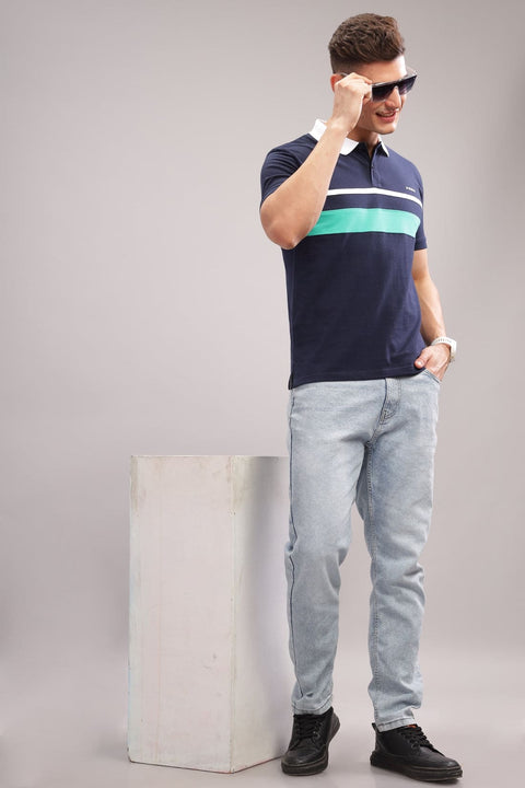 Adro Mens White Cotton Polo T-shirt in Cut n Sew Style