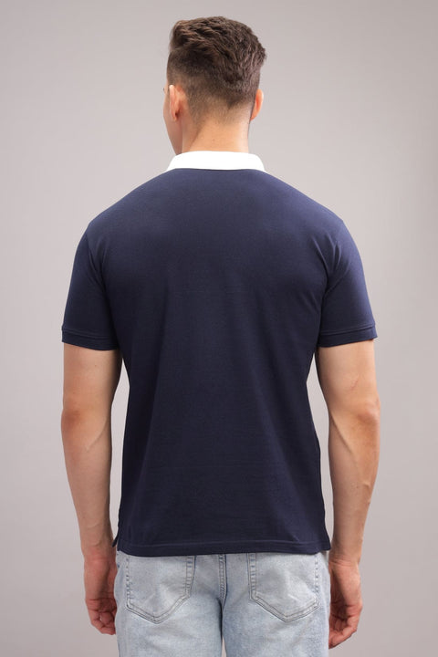 Adro Mens White Cotton Polo T-shirt in Cut n Sew Style