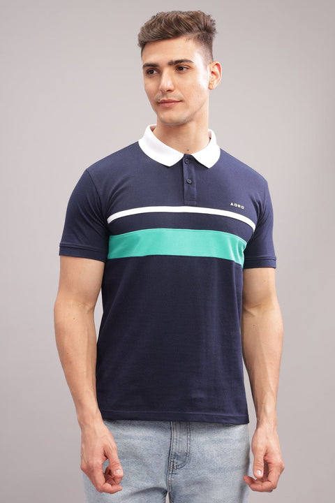Adro Mens White Cotton Polo T-shirt in Cut n Sew Style
