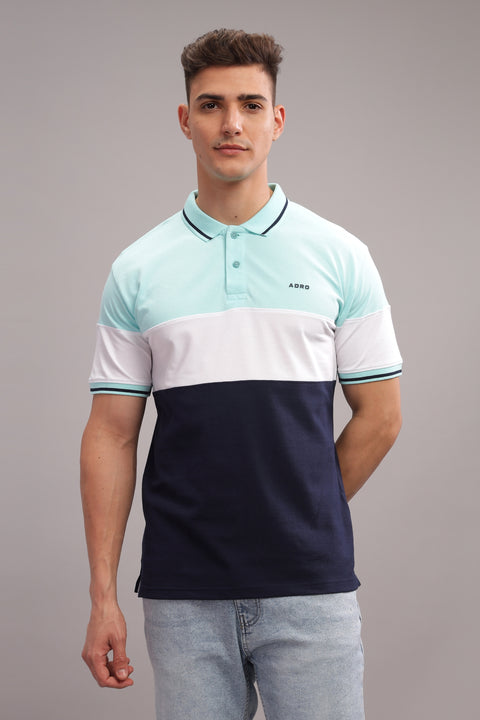 Adro Mens Multi Color Cotton Polo T-shirt in Cut n Sew Style