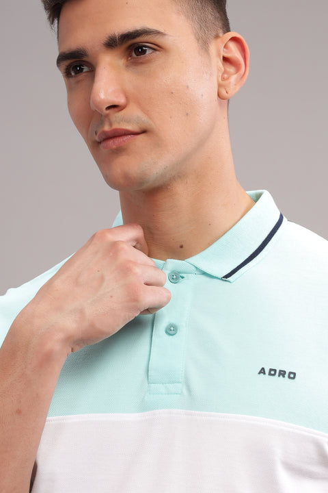 Adro Mens Multi Color Cotton Polo T-shirt in Cut n Sew Style