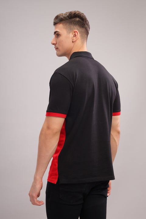 Adro Mens Red Cotton Polo T-shirt in Cut n Sew Style