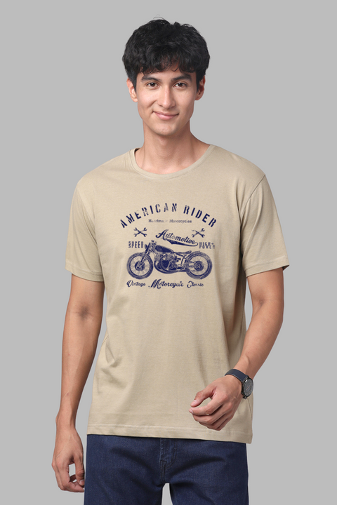 ADRO Men's American Rider Biker Printed Cotton T-Shirt