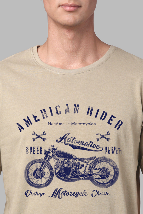 ADRO Men's American Rider Biker Printed Cotton T-Shirt