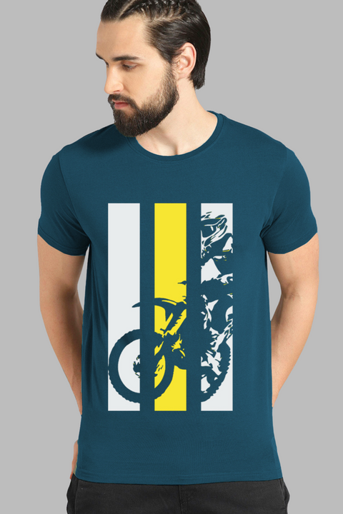 ADRO Men's Bike Rider Printed Cotton T-Shirt