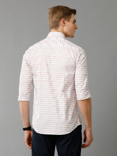 Men Light Pink Checked Slim Fit Giza Cotton Casual Shirt