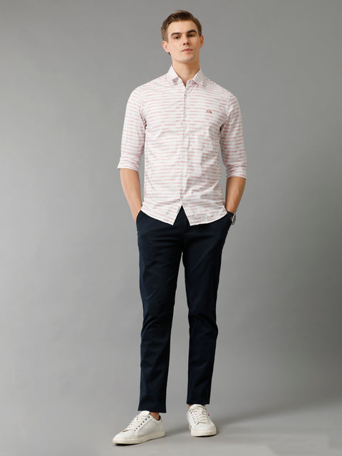 Men Light Pink Checked Slim Fit Giza Cotton Casual Shirt