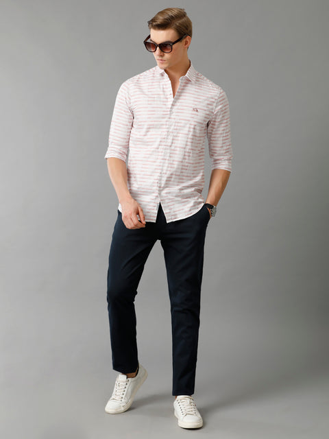 Men Light Pink Checked Slim Fit Giza Cotton Casual Shirt