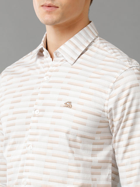Men White Checked Slim Fit Giza Cotton Casual Shirt