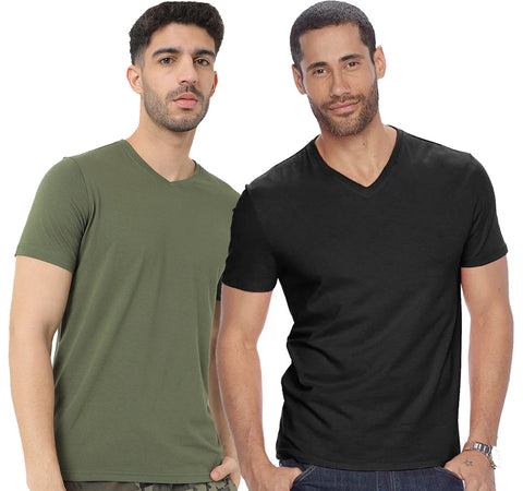 V Neck Half Sleeve T-shirt for Men (Pack of 2) - ADRO Fashion