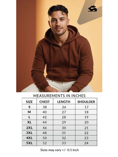 Adro Men’s Regular Fit Zip-Up Hoodie for man | 320 GSM Cotton Poly Fleece Zipper Sweatshirt with Soft Fabric & Printed Hoodies