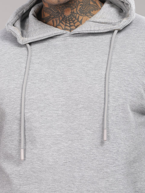 ADRO Men's Cotton Solid Grey Hoodie