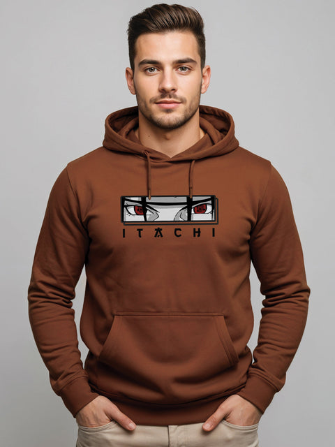 ADRO Men’s Itachi Uchiha Hoodie | 320 GSM Heavyweight Cotton Poly Fleece Printed Hoodies | Anime-Inspired Naruto Sharingan Eyes Graphic Sweatshirt for Winter & Streetwear