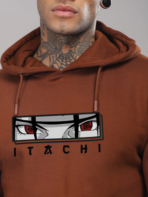 ADRO Men’s Itachi Uchiha Hoodie | 320 GSM Heavyweight Cotton Poly Fleece Printed Hoodies | Anime-Inspired Naruto Sharingan Eyes Graphic Sweatshirt for Winter & Streetwear