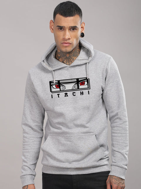 ADRO Men’s Itachi Uchiha Hoodie | 320 GSM Heavyweight Cotton Poly Fleece Printed Hoodies | Anime-Inspired Naruto Sharingan Eyes Graphic Sweatshirt for Winter & Streetwear