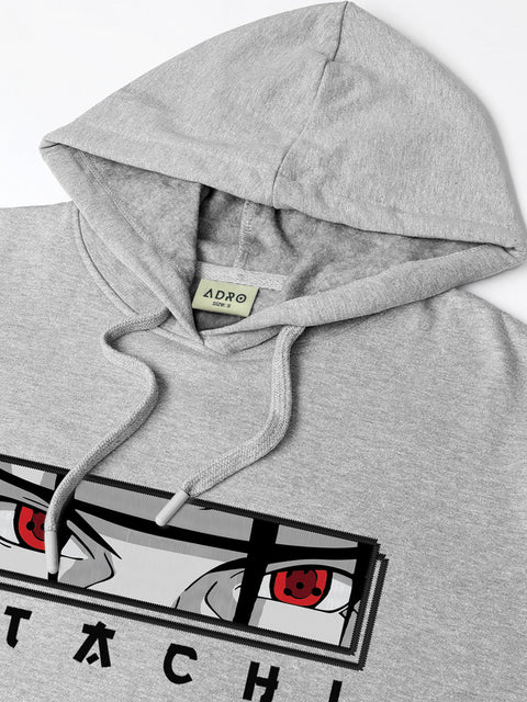 ADRO Men’s Itachi Uchiha Hoodie | 320 GSM Heavyweight Cotton Poly Fleece Printed Hoodies | Anime-Inspired Naruto Sharingan Eyes Graphic Sweatshirt for Winter & Streetwear