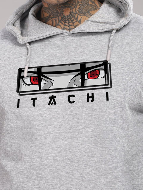 ADRO Men’s Itachi Uchiha Hoodie | 320 GSM Heavyweight Cotton Poly Fleece Printed Hoodies | Anime-Inspired Naruto Sharingan Eyes Graphic Sweatshirt for Winter & Streetwear