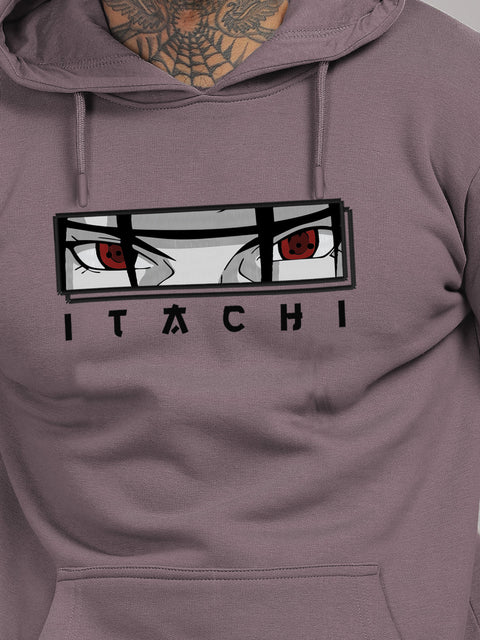 ADRO Men’s Itachi Uchiha Hoodie | 320 GSM Heavyweight Cotton Poly Fleece Printed Hoodies | Anime-Inspired Naruto Sharingan Eyes Graphic Sweatshirt for Winter & Streetwear