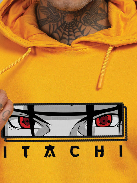 ADRO Men’s Itachi Uchiha Hoodie | 320 GSM Heavyweight Cotton Poly Fleece Printed Hoodies | Anime-Inspired Naruto Sharingan Eyes Graphic Sweatshirt for Winter & Streetwear