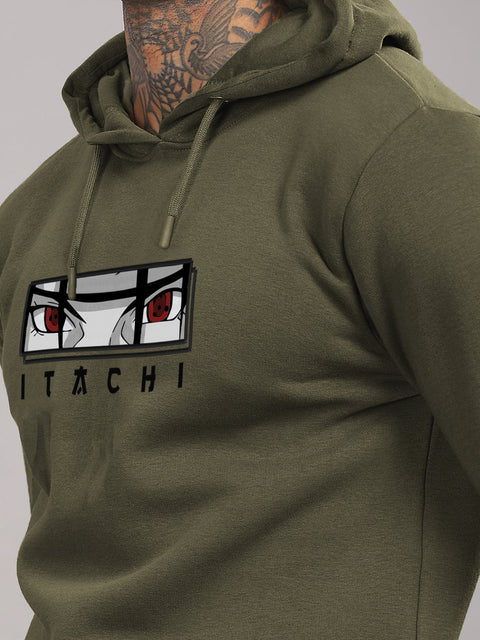 ADRO Men’s Itachi Uchiha Hoodie | 320 GSM Heavyweight Cotton Poly Fleece Printed Hoodies | Anime-Inspired Naruto Sharingan Eyes Graphic Sweatshirt for Winter & Streetwear