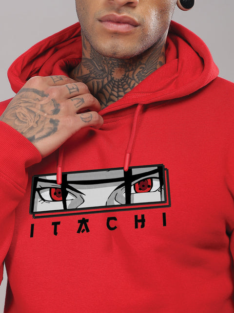 ADRO Men’s Itachi Uchiha Hoodie | 320 GSM Heavyweight Cotton Poly Fleece Printed Hoodies | Anime-Inspired Naruto Sharingan Eyes Graphic Sweatshirt for Winter & Streetwear