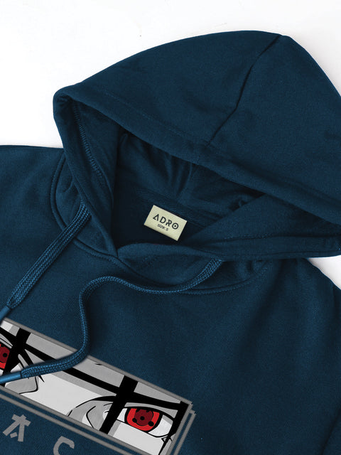 ADRO Men’s Itachi Uchiha Hoodie | 320 GSM Heavyweight Cotton Poly Fleece Printed Hoodies | Anime-Inspired Naruto Sharingan Eyes Graphic Sweatshirt for Winter & Streetwear