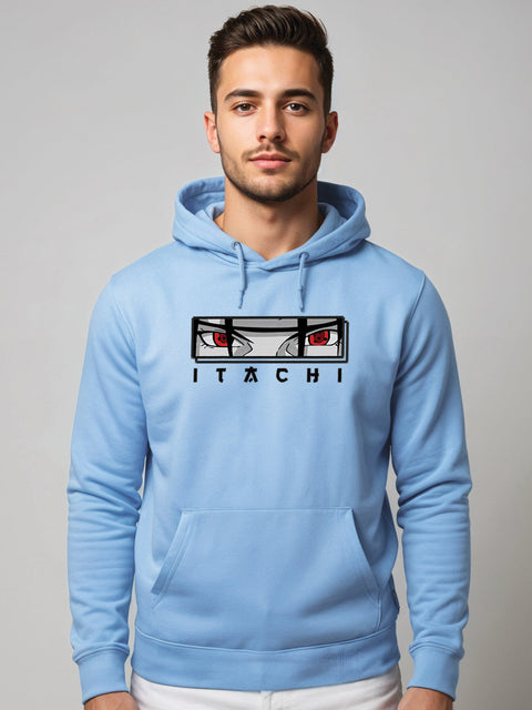 ADRO Men’s Itachi Uchiha Hoodie | 320 GSM Heavyweight Cotton Poly Fleece Printed Hoodies | Anime-Inspired Naruto Sharingan Eyes Graphic Sweatshirt for Winter & Streetwear
