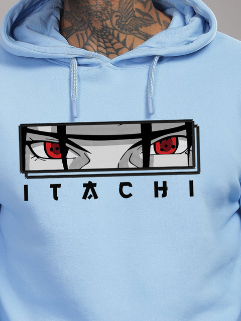 ADRO Men’s Itachi Uchiha Hoodie | 320 GSM Heavyweight Cotton Poly Fleece Printed Hoodies | Anime-Inspired Naruto Sharingan Eyes Graphic Sweatshirt for Winter & Streetwear
