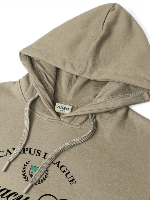 Adro Campus League Legacy Crew Hoodie for Men | 320 GSM Cotton-Poly Fleece | Soft Feel, Skin-Friendly Printed Graphic, Warm Casual Sweatshirt with Kangaroo Pocket & Drawstring Hood