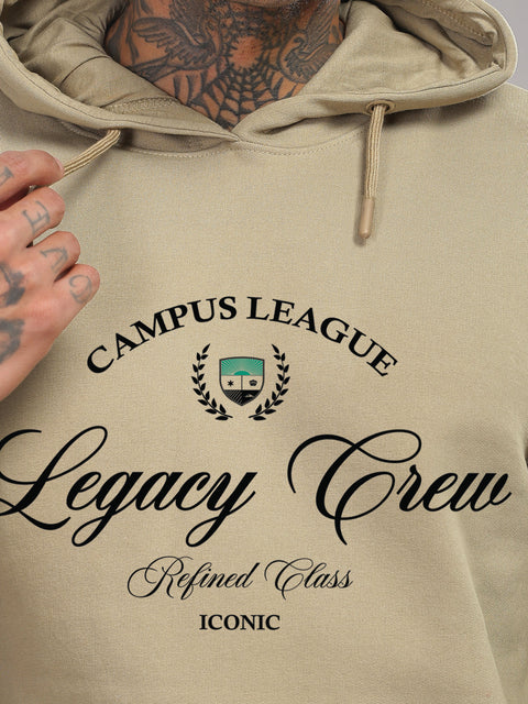 Adro Campus League Legacy Crew Hoodie for Men | 320 GSM Cotton-Poly Fleece | Soft Feel, Skin-Friendly Printed Graphic, Warm Casual Sweatshirt with Kangaroo Pocket & Drawstring Hood