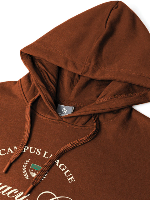 Adro Campus League Legacy Crew Hoodie for Men | 320 GSM Cotton-Poly Fleece | Soft Feel, Skin-Friendly Printed Graphic, Warm Casual Sweatshirt with Kangaroo Pocket & Drawstring Hood