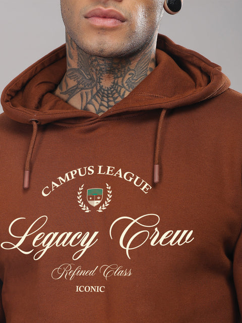 Adro Campus League Legacy Crew Hoodie for Men | 320 GSM Cotton-Poly Fleece | Soft Feel, Skin-Friendly Printed Graphic, Warm Casual Sweatshirt with Kangaroo Pocket & Drawstring Hood