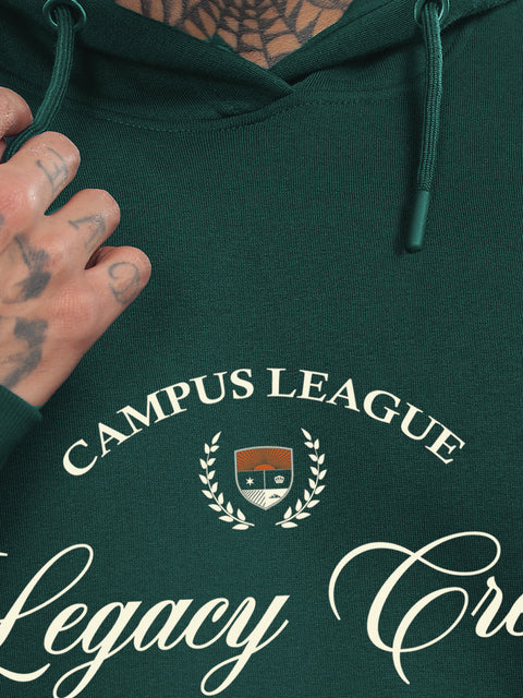 Adro Campus League Legacy Crew Hoodie for Men | 320 GSM Cotton-Poly Fleece | Soft Feel, Skin-Friendly Printed Graphic, Warm Casual Sweatshirt with Kangaroo Pocket & Drawstring Hood