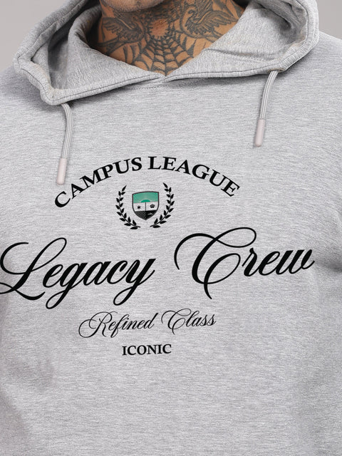 Adro Campus League Legacy Crew Hoodie for Men | 320 GSM Cotton-Poly Fleece | Soft Feel, Skin-Friendly Printed Graphic, Warm Casual Sweatshirt with Kangaroo Pocket & Drawstring Hood