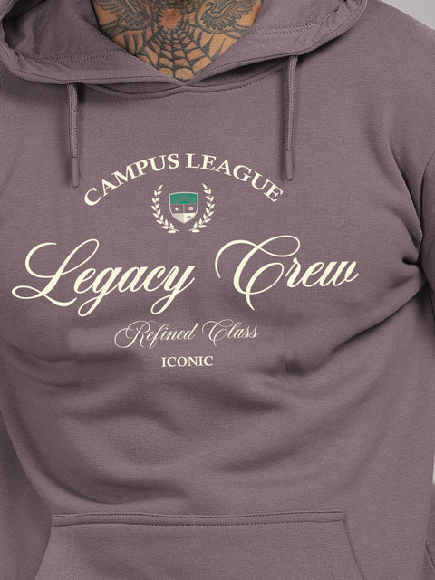 Adro Campus League Legacy Crew Hoodie for Men | 320 GSM Cotton-Poly Fleece | Soft Feel, Skin-Friendly Printed Graphic, Warm Casual Sweatshirt with Kangaroo Pocket & Drawstring Hood