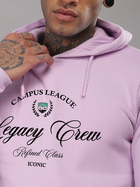 Adro Campus League Legacy Crew Hoodie for Men | 320 GSM Cotton-Poly Fleece | Soft Feel, Skin-Friendly Printed Graphic, Warm Casual Sweatshirt with Kangaroo Pocket & Drawstring Hood