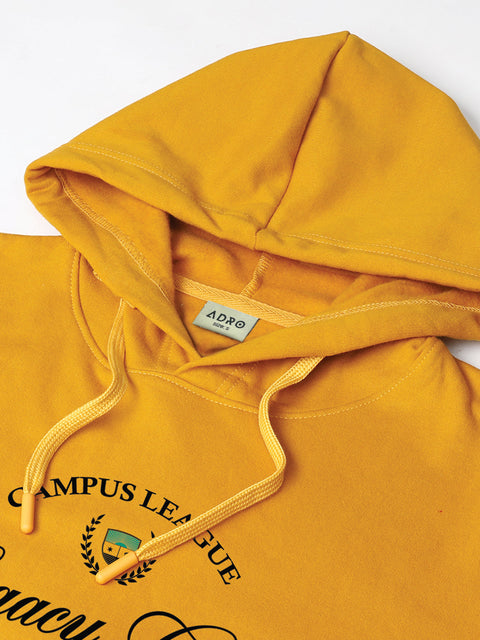 Adro Campus League Legacy Crew Hoodie for Men | 320 GSM Cotton-Poly Fleece | Soft Feel, Skin-Friendly Printed Graphic, Warm Casual Sweatshirt with Kangaroo Pocket & Drawstring Hood