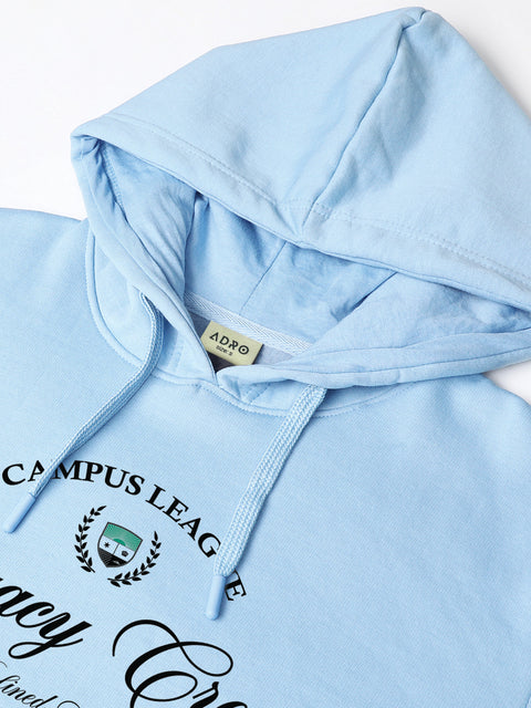 Adro Campus League Legacy Crew Hoodie for Men | 320 GSM Cotton-Poly Fleece | Soft Feel, Skin-Friendly Printed Graphic, Warm Casual Sweatshirt with Kangaroo Pocket & Drawstring Hood