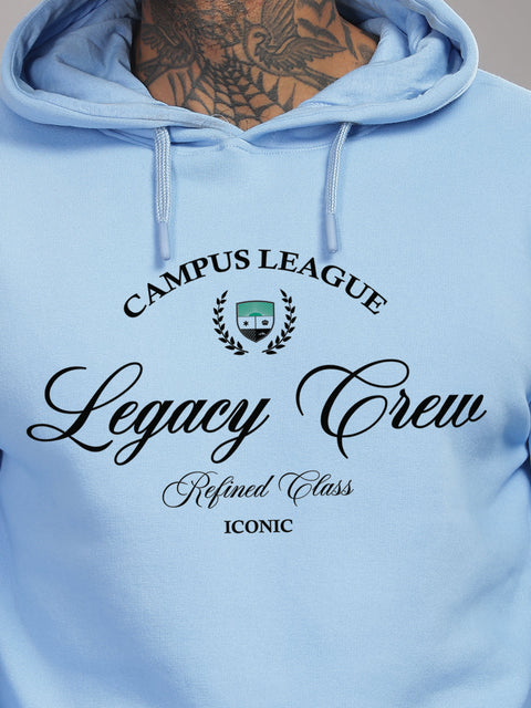 Adro Campus League Legacy Crew Hoodie for Men | 320 GSM Cotton-Poly Fleece | Soft Feel, Skin-Friendly Printed Graphic, Warm Casual Sweatshirt with Kangaroo Pocket & Drawstring Hood
