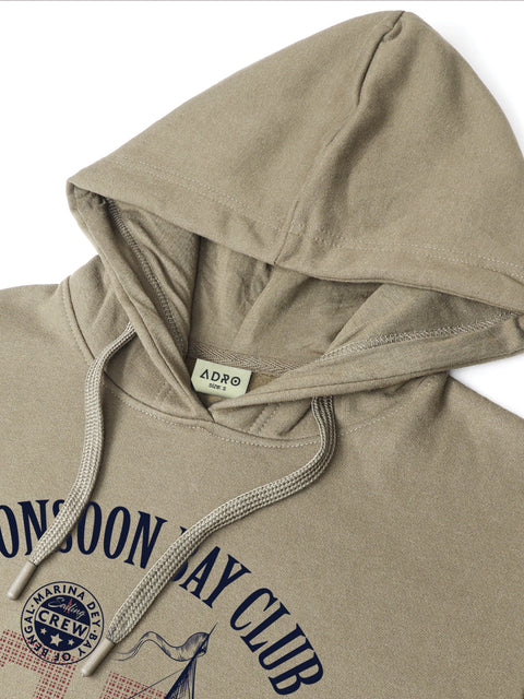 ADRO Men’s 320 GSM Cotton Poly Fleece Hoodie – Monsoon Bay Club Sailing Graphic, Soft Feel Fabric, Skin-Friendly Print, Casual Winter Printed Hoodies with Kangaroo Pocket