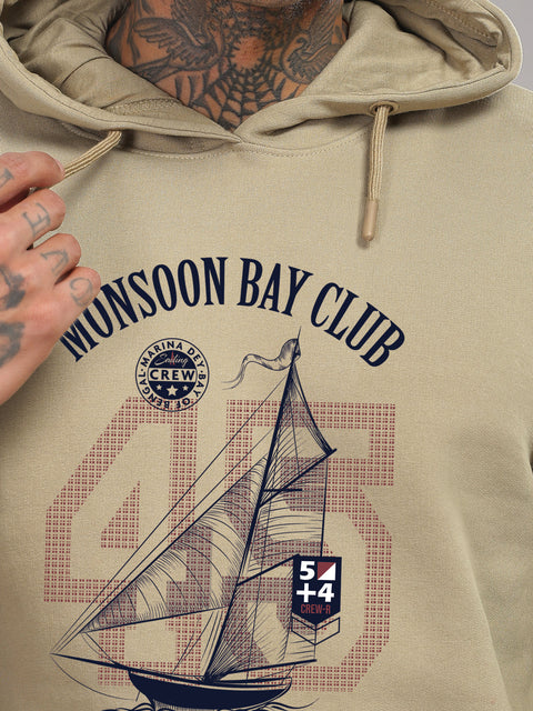 ADRO Men’s 320 GSM Cotton Poly Fleece Hoodie – Monsoon Bay Club Sailing Graphic, Soft Feel Fabric, Skin-Friendly Print, Casual Winter Printed Hoodies with Kangaroo Pocket