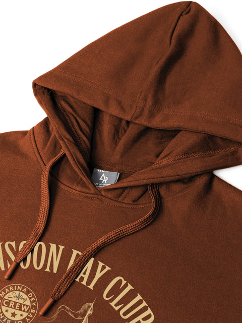 ADRO Men’s 320 GSM Cotton Poly Fleece Hoodie – Monsoon Bay Club Sailing Graphic, Soft Feel Fabric, Skin-Friendly Print, Casual Winter Printed Hoodies with Kangaroo Pocket
