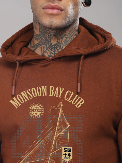 ADRO Men’s 320 GSM Cotton Poly Fleece Hoodie – Monsoon Bay Club Sailing Graphic, Soft Feel Fabric, Skin-Friendly Print, Casual Winter Printed Hoodies with Kangaroo Pocket