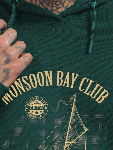 ADRO Men’s 320 GSM Cotton Poly Fleece Hoodie – Monsoon Bay Club Sailing Graphic, Soft Feel Fabric, Skin-Friendly Print, Casual Winter Printed Hoodies with Kangaroo Pocket