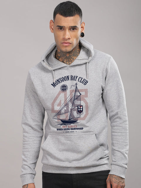 ADRO Men’s 320 GSM Cotton Poly Fleece Hoodie – Monsoon Bay Club Sailing Graphic, Soft Feel Fabric, Skin-Friendly Print, Casual Winter Printed Hoodies with Kangaroo Pocket