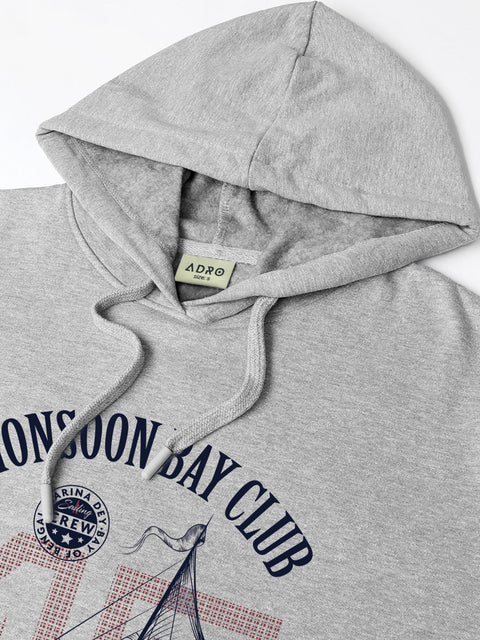ADRO Men’s 320 GSM Cotton Poly Fleece Hoodie – Monsoon Bay Club Sailing Graphic, Soft Feel Fabric, Skin-Friendly Print, Casual Winter Printed Hoodies with Kangaroo Pocket