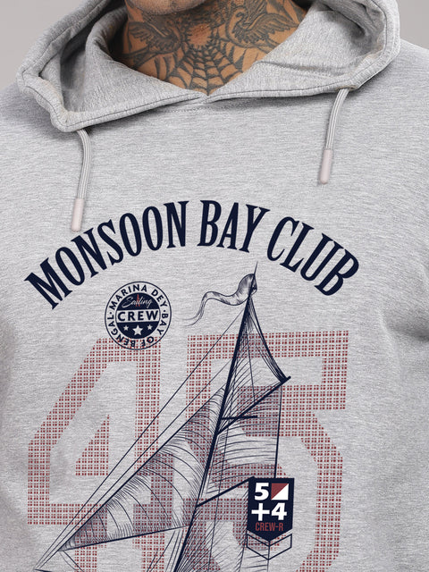 ADRO Men’s 320 GSM Cotton Poly Fleece Hoodie – Monsoon Bay Club Sailing Graphic, Soft Feel Fabric, Skin-Friendly Print, Casual Winter Printed Hoodies with Kangaroo Pocket