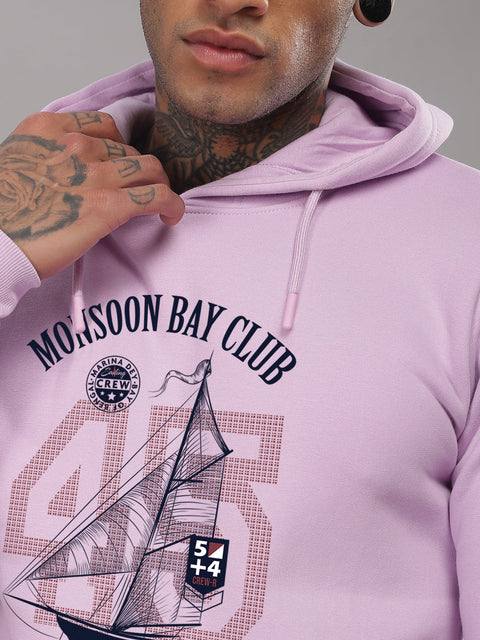 ADRO Men’s 320 GSM Cotton Poly Fleece Hoodie – Monsoon Bay Club Sailing Graphic, Soft Feel Fabric, Skin-Friendly Print, Casual Winter Printed Hoodies with Kangaroo Pocket