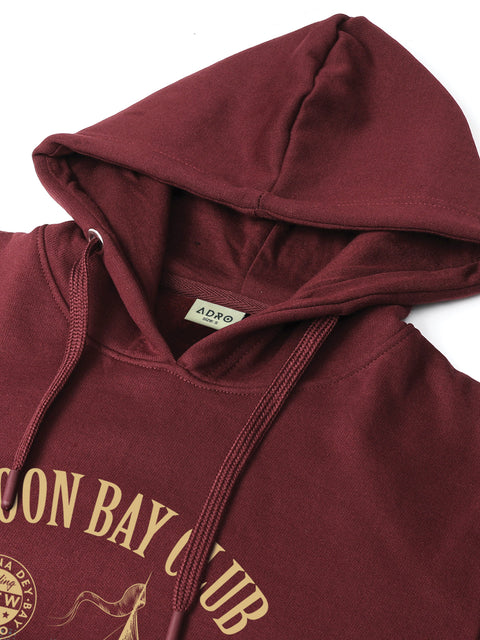 ADRO Men’s 320 GSM Cotton Poly Fleece Hoodie – Monsoon Bay Club Sailing Graphic, Soft Feel Fabric, Skin-Friendly Print, Casual Winter Printed Hoodies with Kangaroo Pocket